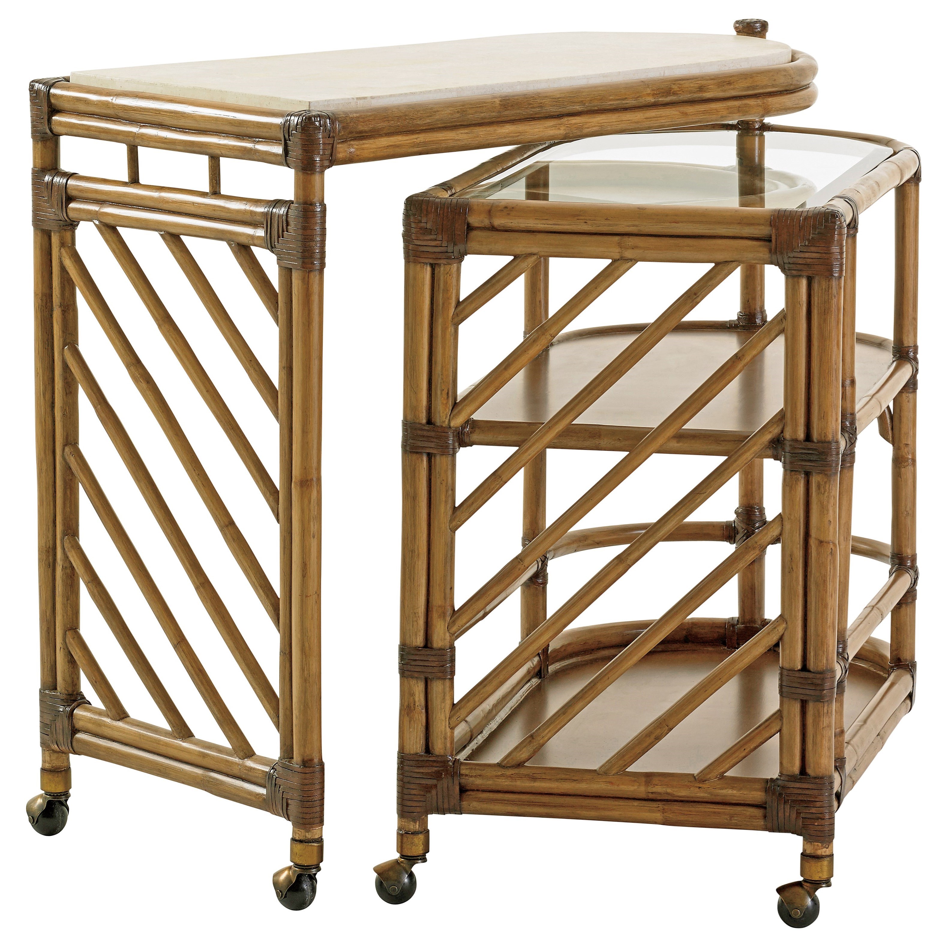 Tommy Bahama Home Twin Palms 558862 Cable Beach Nesting Bar Cart with